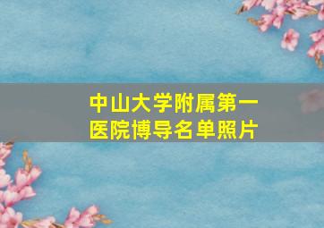 中山大学附属第一医院博导名单照片