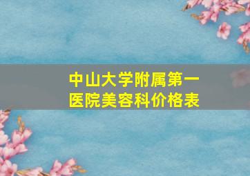 中山大学附属第一医院美容科价格表