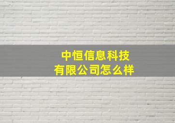 中恒信息科技有限公司怎么样