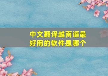 中文翻译越南语最好用的软件是哪个