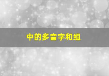 中的多音字和组