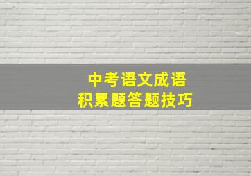 中考语文成语积累题答题技巧