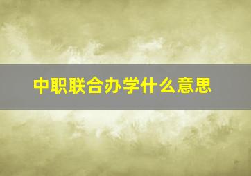 中职联合办学什么意思