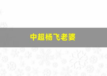 中超杨飞老婆