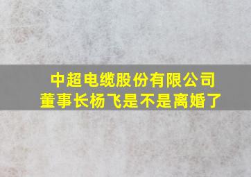 中超电缆股份有限公司董事长杨飞是不是离婚了