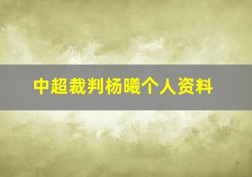 中超裁判杨曦个人资料