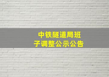 中铁隧道局班子调整公示公告