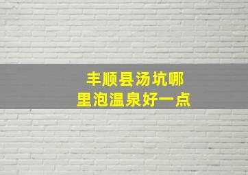 丰顺县汤坑哪里泡温泉好一点