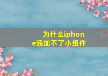 为什么iphone添加不了小组件