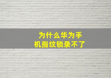 为什么华为手机指纹锁录不了