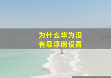 为什么华为没有悬浮窗设置