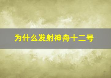 为什么发射神舟十二号