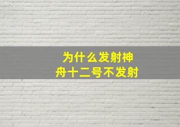 为什么发射神舟十二号不发射