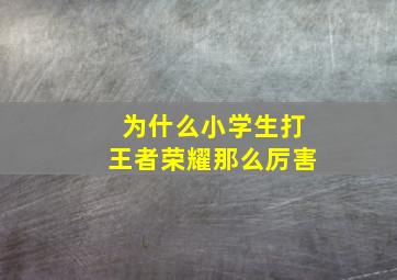 为什么小学生打王者荣耀那么厉害