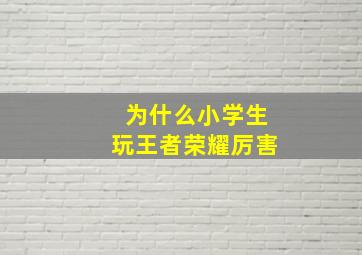 为什么小学生玩王者荣耀厉害