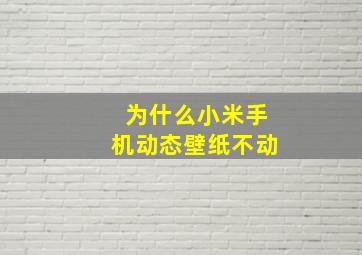 为什么小米手机动态壁纸不动