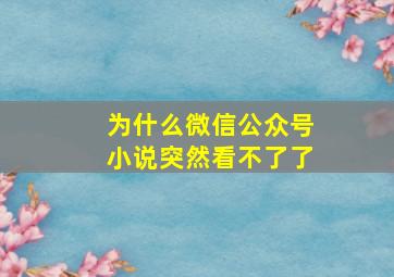 为什么微信公众号小说突然看不了了