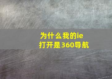 为什么我的ie打开是360导航