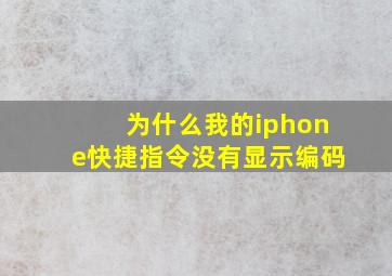 为什么我的iphone快捷指令没有显示编码