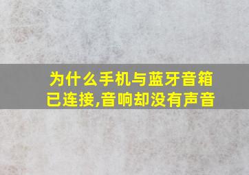 为什么手机与蓝牙音箱已连接,音响却没有声音