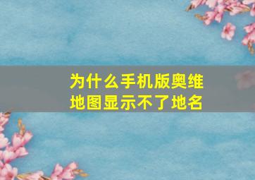 为什么手机版奥维地图显示不了地名