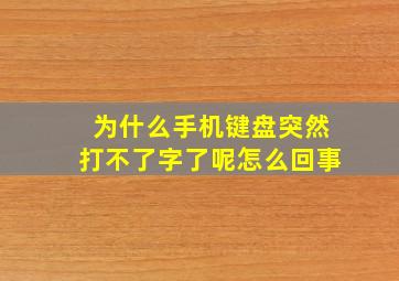 为什么手机键盘突然打不了字了呢怎么回事