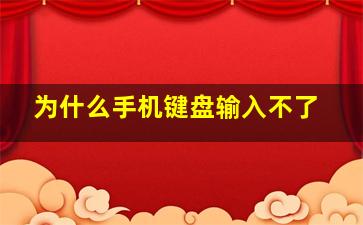 为什么手机键盘输入不了