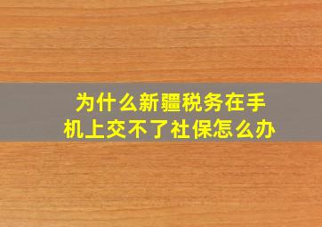 为什么新疆税务在手机上交不了社保怎么办