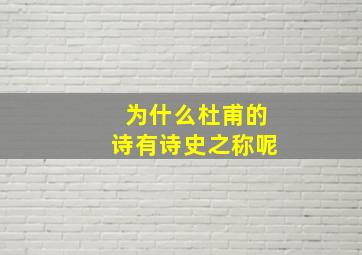 为什么杜甫的诗有诗史之称呢