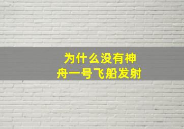 为什么没有神舟一号飞船发射