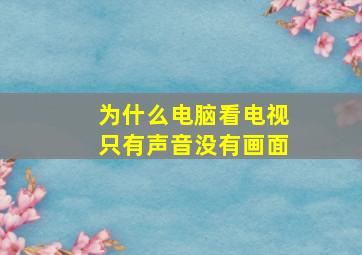 为什么电脑看电视只有声音没有画面