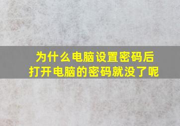 为什么电脑设置密码后打开电脑的密码就没了呢