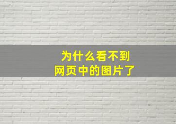 为什么看不到网页中的图片了