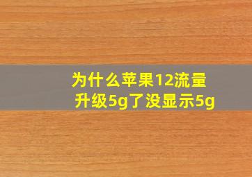 为什么苹果12流量升级5g了没显示5g