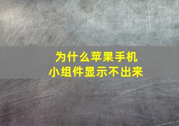 为什么苹果手机小组件显示不出来