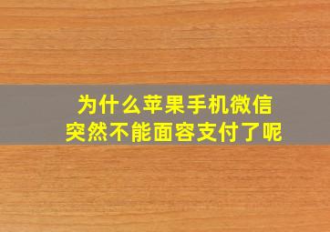 为什么苹果手机微信突然不能面容支付了呢