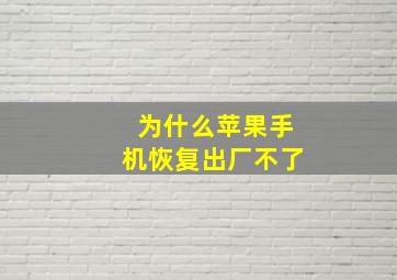 为什么苹果手机恢复出厂不了