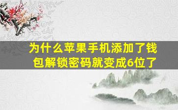 为什么苹果手机添加了钱包解锁密码就变成6位了