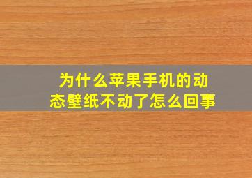 为什么苹果手机的动态壁纸不动了怎么回事