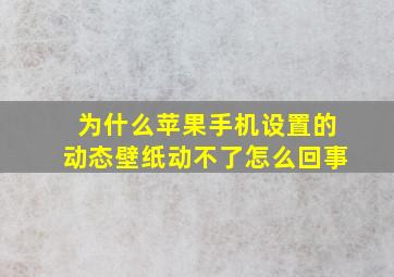 为什么苹果手机设置的动态壁纸动不了怎么回事