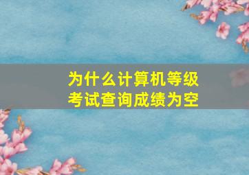 为什么计算机等级考试查询成绩为空