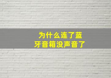 为什么连了蓝牙音箱没声音了