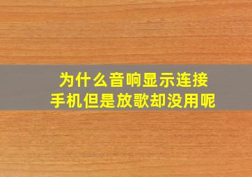 为什么音响显示连接手机但是放歌却没用呢