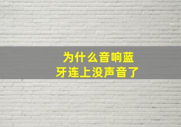 为什么音响蓝牙连上没声音了