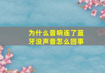 为什么音响连了蓝牙没声音怎么回事