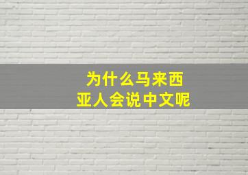 为什么马来西亚人会说中文呢