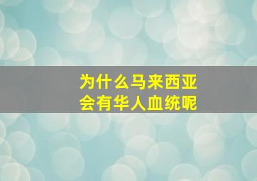 为什么马来西亚会有华人血统呢