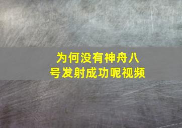 为何没有神舟八号发射成功呢视频