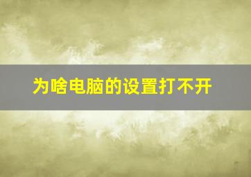 为啥电脑的设置打不开