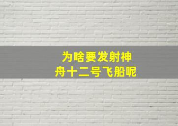 为啥要发射神舟十二号飞船呢